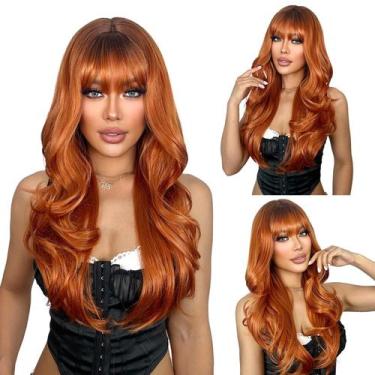 Imagem de Peruca SUKRI Ginger Orange em camadas ondulada de 66 cm resistente ao 
