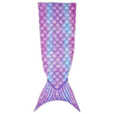 Imagem de Cobertor de cauda de sereia flanela cauda de sereia saco de dormir vestível cobertor de dormir design de escama de peixe confortável saco de dormir em escala macia para crianças e adultos (roxo)