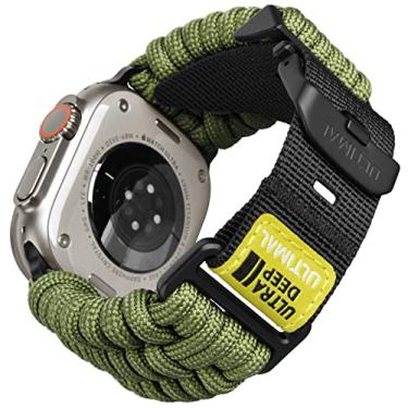 Imagem de ULTIMAL Pulseira compatível com Apple Watch 49 mm Ultra, pulseira de paracord de nylon para esportes ao ar livre com fivela ajustável (45 mm/44 mm/42 mm, verde militar)