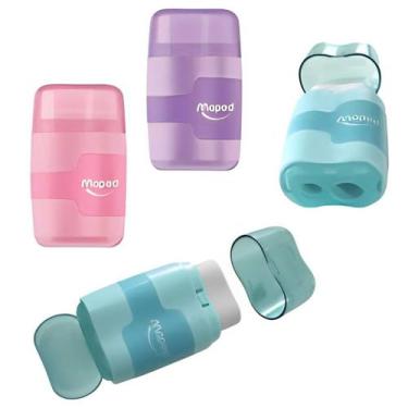 Imagem de Apontador com Borracha Connect 2 Furos Pastel Maped