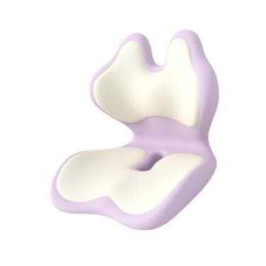 Imagem de oshhni Almofada para cadeira de escritório, assento e encosto, almofada para encosto, apoio para cóccix, ergonômica para assento, para cadeira gamer, casa, Bege Roxo