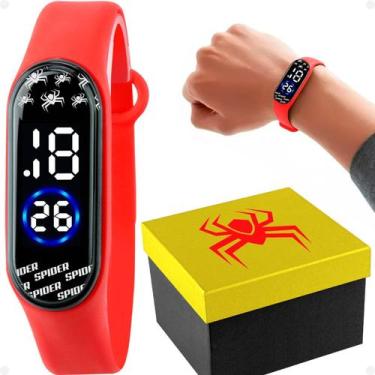 Imagem de Relogio Infantil Digital Prova Dagua Homemaranha + Caixa - Brashopmall