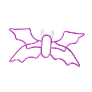 Imagem de Fenteer Letreiro de em formato de morcego, iluminação ambiente, luz noturna LED colorida, decoração de Halloween, abajur de mesa para festa, lareira,