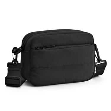 Imagem de Gitus Bolsas transversais para mulheres, pequena bolsa de ombro inchada, bolsa transversal de viagem com compartimento para cartões e alça ajustável, Preto, Small