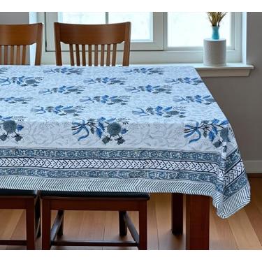 Imagem de Toalha de mesa de outono 100% algodão – Toalha de mesa de jantar quadrada com estampa bloco de mão para jantar, Hoildays, casamentos e decoração de outono, toalha de mesa de Natal (estampa floral