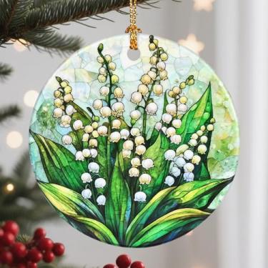 Imagem de Enfeites de Natal, enfeite de flor de lírio do vale, enfeites de árvore de Natal, decorações de Natal, decorações de férias, presentes para amantes de flores, presentes de festa de fim de ano e ideias