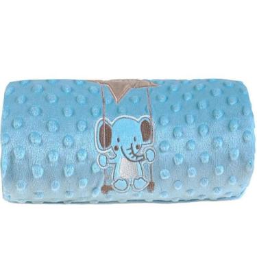 Imagem de Manta Bebê Bene Casa Dots New 100x70cm com Bordado Blue Elefantinho