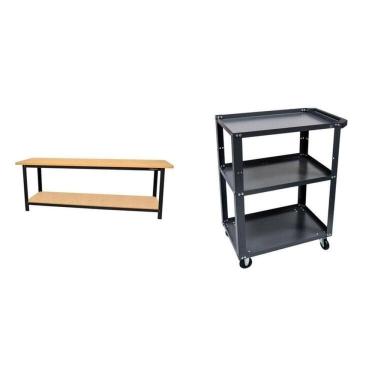 Imagem de Conjunto 1 Bancada Profissional Cm 1 Carro Aberto em Aço para Ferramentas Presto Laranja