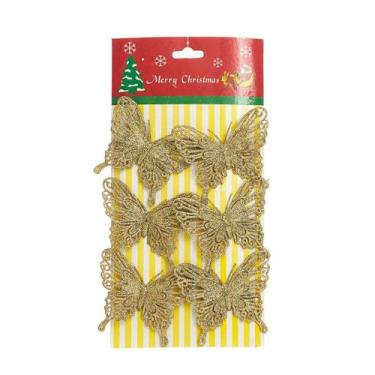 Imagem de Enfeite Decorativo Natalino - Conjunto 6 Borboletas com glitter - Deco
