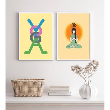 Imagem de Kit 2 Quadros Decorativos Yoga- Namastê 45X34Cm - Com Vidro
