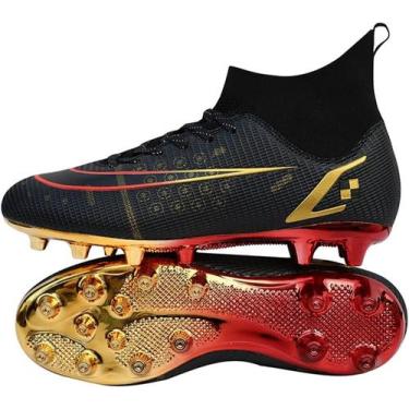 Imagem de Tênis de futebol masculinos de futebol com pontas longas, couro e borr