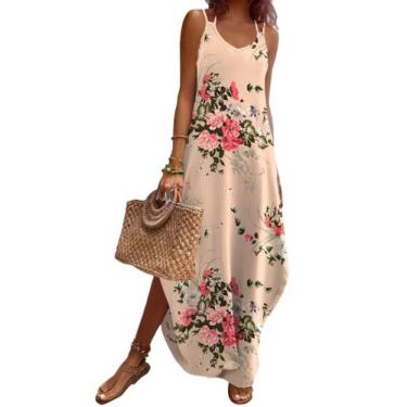 Imagem de Vestido Zeagoo Summer para mulheres Beach Boho com estampa floral