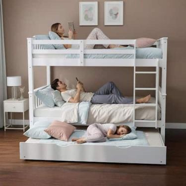 Imagem de Treliche Solteiro Com Cama Auxiliar De Madeira Maciça Adulto Branco - 