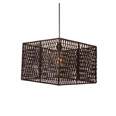Imagem de Pendente Quadrilluz Ferro e Corda Náutica 20x40 Com Fio - FibraDecora,