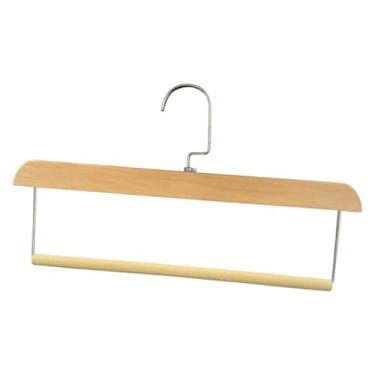 Imagem de Generic Cabide para calças flocado para cabideiro de roupas jeans para armário guarda-roupa loja de roupas, Madeira Clara