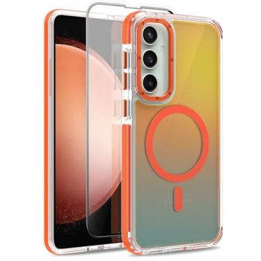 Imagem de MOWIME Capa magnética para Samsung Galaxy S23 FE 5G [compatível com Magsafe] [lindo design fluorescente moderno] [1 protetor de tela] capa fosca translúcida fina para Galaxy S23 FE 5G 6,4 polegadas