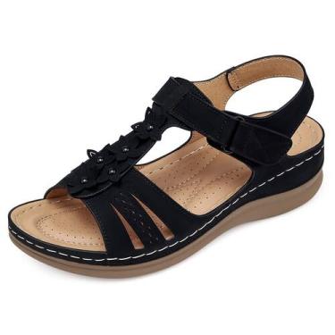 Imagem de Sandálias de cunha SHIBEVER Black Low Summer Platform para mulheres