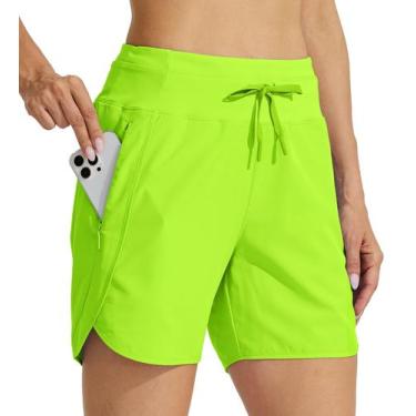 Imagem de Shorts femininos Willit, atléticos, corrida, cintura alta, verdes, S
