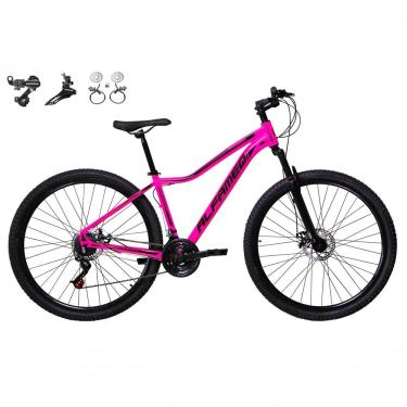 Imagem de Bicicleta Aro 29 Feminina Alfameq Pandora 24v Shimano Freios Hidráulicos Garfo Suspensão - Rosa Tam.15