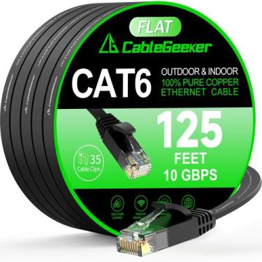 Imagem de Cabo Ethernet Cat 6: Geeker, 38m, plano, 10 Gbps, interno/externo - Ca