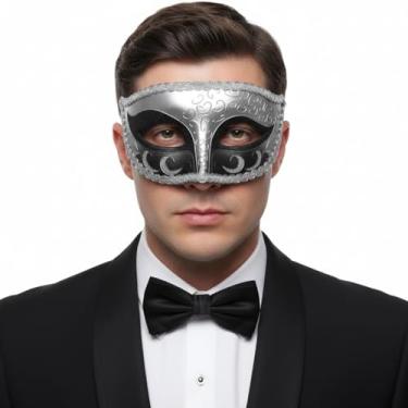 Imagem de Erythem Máscara de baile de máscaras para homens, baile de máscaras estilo veneziano, para festa à fantasia de Halloween, carismáticos, carismáticos