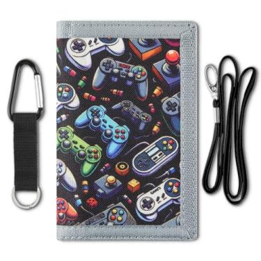 Imagem de Carteira infantil para meninos com cordão, carteira para meninos para crianças de 4 a 5 a 6 a 7 a 8 a 9 a 10 a 12 anos, carteiras para jovens com alça, carteiras infantis de gola tripla para presente