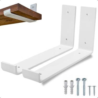 Imagem de rio design99 – 15cm - mão francesa cantoneira invertida – branca – ferro aço suporte para prateleira reforçada resistente industrial madeira bancada estante – 150mm