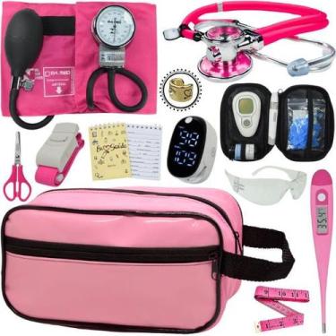 Imagem de Kit Enfermagem Aparelho de Pressão Estetoscópio Medidor Glicose Comple