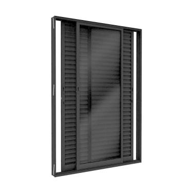 Imagem de Porta Balcão de Alumínio de Correr Lateral 3 Folhas Móveis 215x160cm Lucasa Ideale Preto