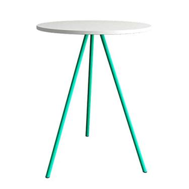 Imagem de Mesa Lateral Gabriela Wood Branca e Azul Turquesa