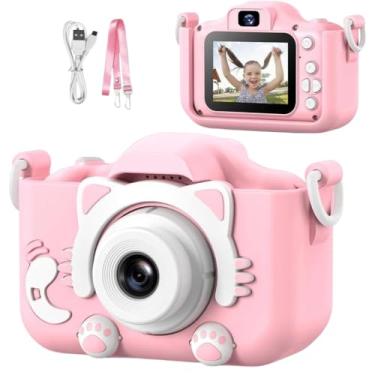 Imagem de Câmera Digital Infantil Gatinho Recarregável | Bateria recarregável USB | Gravação de Fotos e Vídeos HD | Design Seguro e Resistente | Antichoque | Presente Educativo e Divertido - Rosa