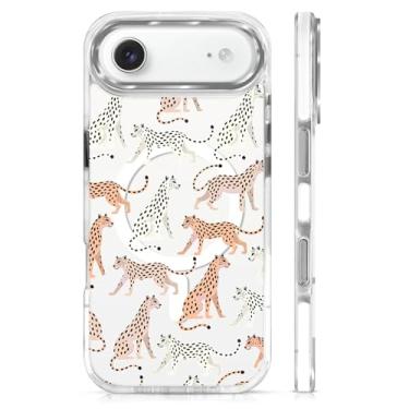 Imagem de casesok Capa para iPhone 17 Air compatível com Magsafe, design estético claro bonito para meninas e mulheres, capa rígida protetora antiqueda para iPhone 17 Air-Cheetah Parade