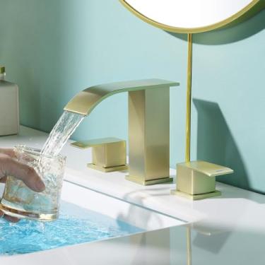 Imagem de Conjunto de três peças de aço inoxidável no balcão - ouro para cozinha torneira de filtro de pia de banheiro torneira misturadora de água quente e fria, SW82707-2BG.