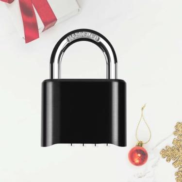 Imagem de Fechadura de combinação de 4 dígitos, cadeado de metal resistente, fechaduras de liga externa com manilha de aço endurecido, cadeados grandes à prova de intempéries de alta segurança para academia