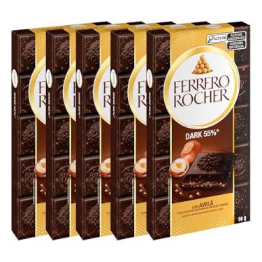 Imagem de Chocolate Ferrero Rocher Dark 55% Avelã Kit 5 Barras de 90g