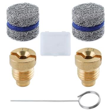 Imagem de 2 peças de bocal de orifício de canhão de espuma de 1,1 mm e 2 peças de máquina de espuma com agulha de limpeza, pontas de bocal de rosca universal de latão e filtro de malha