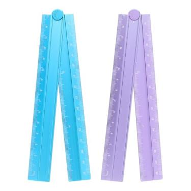 Imagem de Generic 2 réguas retas dobráveis de 30 cm, transferidor métrico de liga de alumínio, régua angular dobrável, ferramenta de medida geométrica com linha angular para escritório de arquiteto, azul pavão