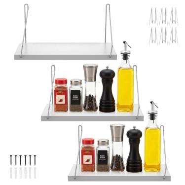 Imagem de blackonvlm Conjunto de 3 prateleiras flutuantes, decoração de parede, resistente, pequena, madeira, 30 cm, prateleiras de borda para exibição de parede, perfeitas para quarto, sala de estar, banheiro