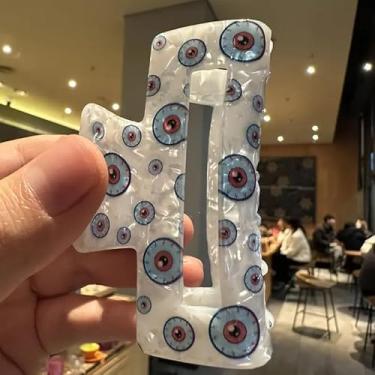 Imagem de 1 grampo de cabelo feminino Blue Eye Series - Design minimalista elegante com motivo intrincado para os olhos, grampo de cabelo de plástico durável para penteados casuais e formais - Estilo 2