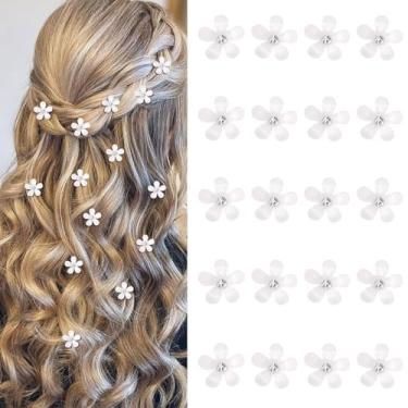 Imagem de 20 grampos de cabelo com flores de strass, mini presilhas de cabelo coloridas para noivas, clipe decorativo de cabelo para casamento para mulheres