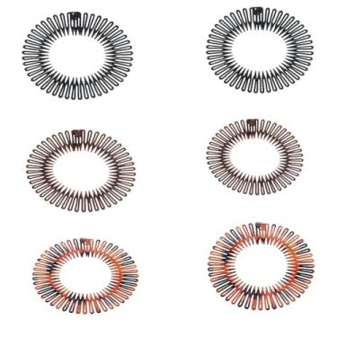 Imagem de Bandanas de cabelo elásticas para mulheres e meninas, faixas de cabelo em ziguezague de plástico flexível, para mulheres, sem deslizamento, espiral, pentes elásticos, 6 peças, 3 cores