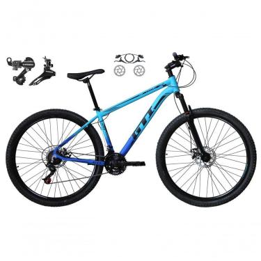 Imagem de Bicicleta Aro 29 Gti Roma 21v Alumínio Câmbios Shimano Freio Disco Hidráulico Garfo Suspensão - Azul Tam.15