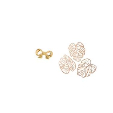 Imagem de Fenteer Puxador de Latão em Forma de Laço para Gavetas de Cozinha, Armários E Cômodas, com Decoração Criativa de Parede em Madeira com Folhas de Palmeira E Es