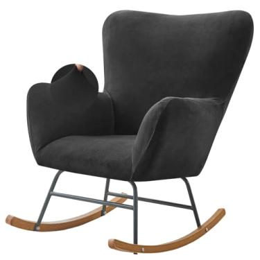 Imagem de Levoberg Capa de cadeira de balanço de veludo para berçário, capa de cadeira de balanço elástica, capa de cadeira reclinável para berçário, sala de estar, quarto, escritório, preta