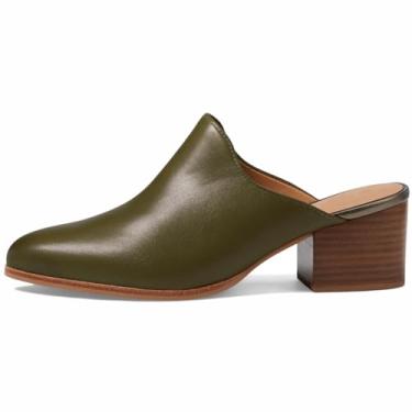 Imagem de Dystralix Sandálias femininas de salto grosso, bico fino, fechado, camurça, salto empilhado, botinhas, costas nuas, sapatos deslizantes de salto de 5 cm, confortável, moda, casual, escritório, baile