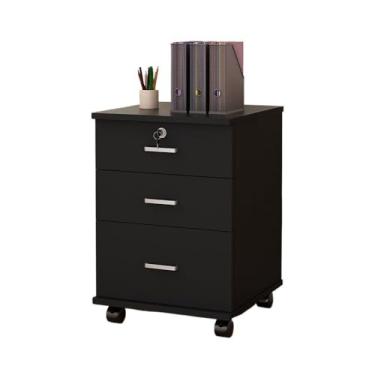 Imagem de Armário de Arquivos Armário baixo com gaveta de arquivo armazenamento escritório móvel travamento simples(Preto)