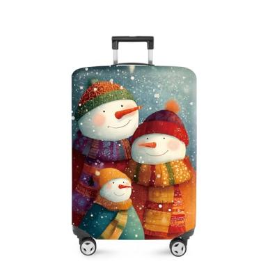 Imagem de FOREVER QUEEN Capa protetora elástica para bagagem de Natal serve para acessórios de viagem de 50 a 86 cm, Quatro bonecos de neve, L(fits 28-30Inch suitcase), Mármore