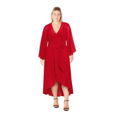Imagem de City Chic Vestido feminino plus size para coquetel - Maxi Wrap, Vermelho, 48