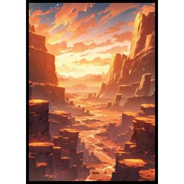 Imagem de MTG Card Sleeves - Pleatau(Red White) - Fantasy Dual Lands Series - Ultra Clear Front & Matte Finish Back, 100 Count Standard Size TCG Art Sleeves for Magic The Gathering