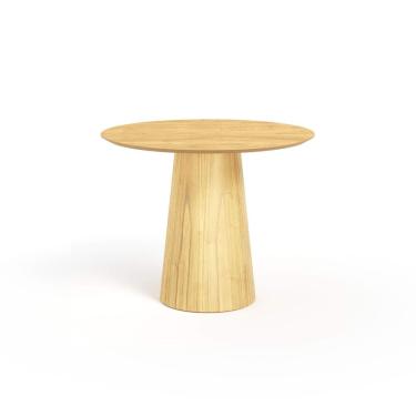 Imagem de Mesa De Jantar Redonda 100cm Scandi 4 Lugares Lamina Natural De Madeira Damasco